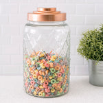 Load image into Gallery viewer, Home Basics Large 5.2 Lt Textured Glass Jar with Gleaming Air-Tight Copper Top $7.00 EACH, CASE PACK OF 3