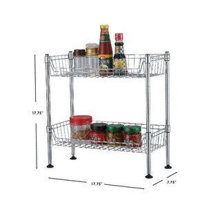 Home Basics 2 Tier Standing Wire Basket, Chrome $20.00 EACH, CASE PACK OF 1