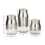 Load image into Gallery viewer, Home Basics 3 Piece Stainless Steel Canister Set with See-Through Glass Base, Silver $16.00 EACH, CASE PACK OF 4