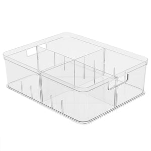Home Basics Plastic Storage Bin With Divider $10.00 EACH, CASE PACK OF 6