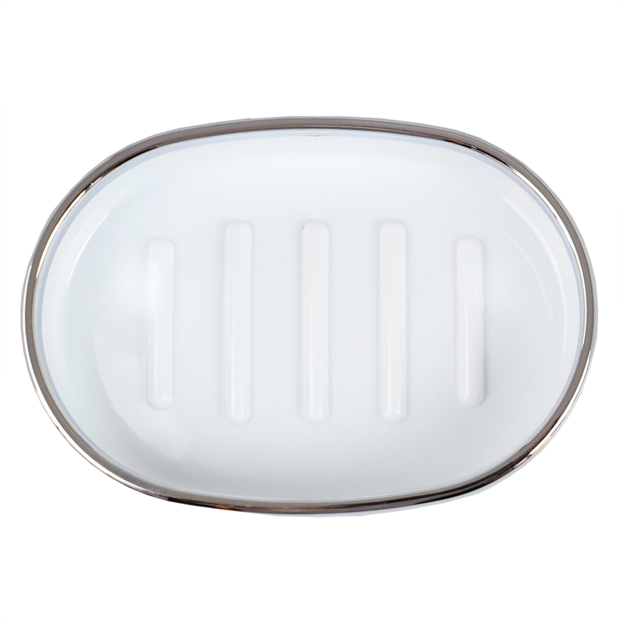 Home Basics Skylar Oval Ridged ABS Plastic Soap Dish, White $3.00 EACH, CASE PACK OF 12