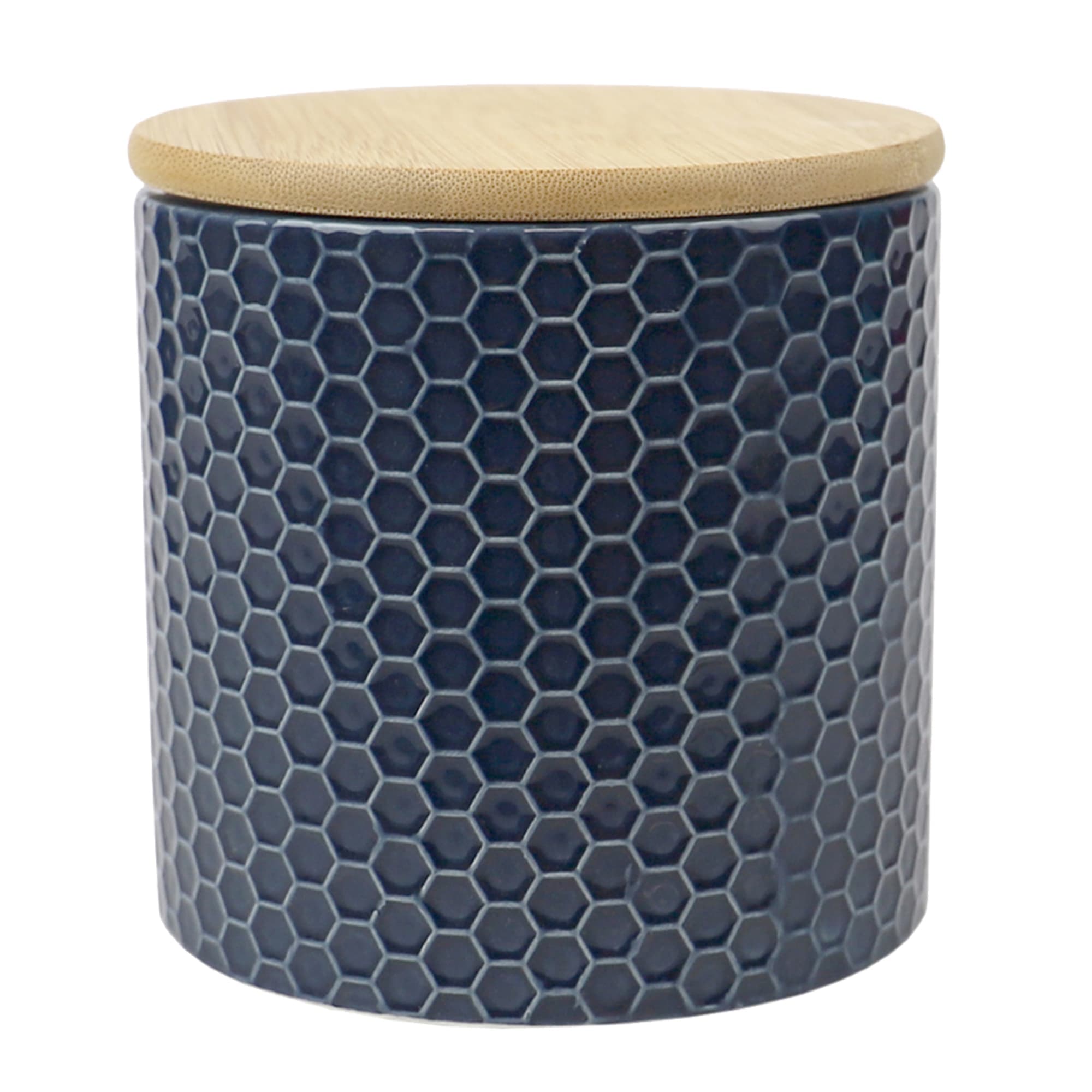 Home Basics Honeycomb Small Ceramic Canister, Navy $5.00 EACH, CASE PACK OF 12