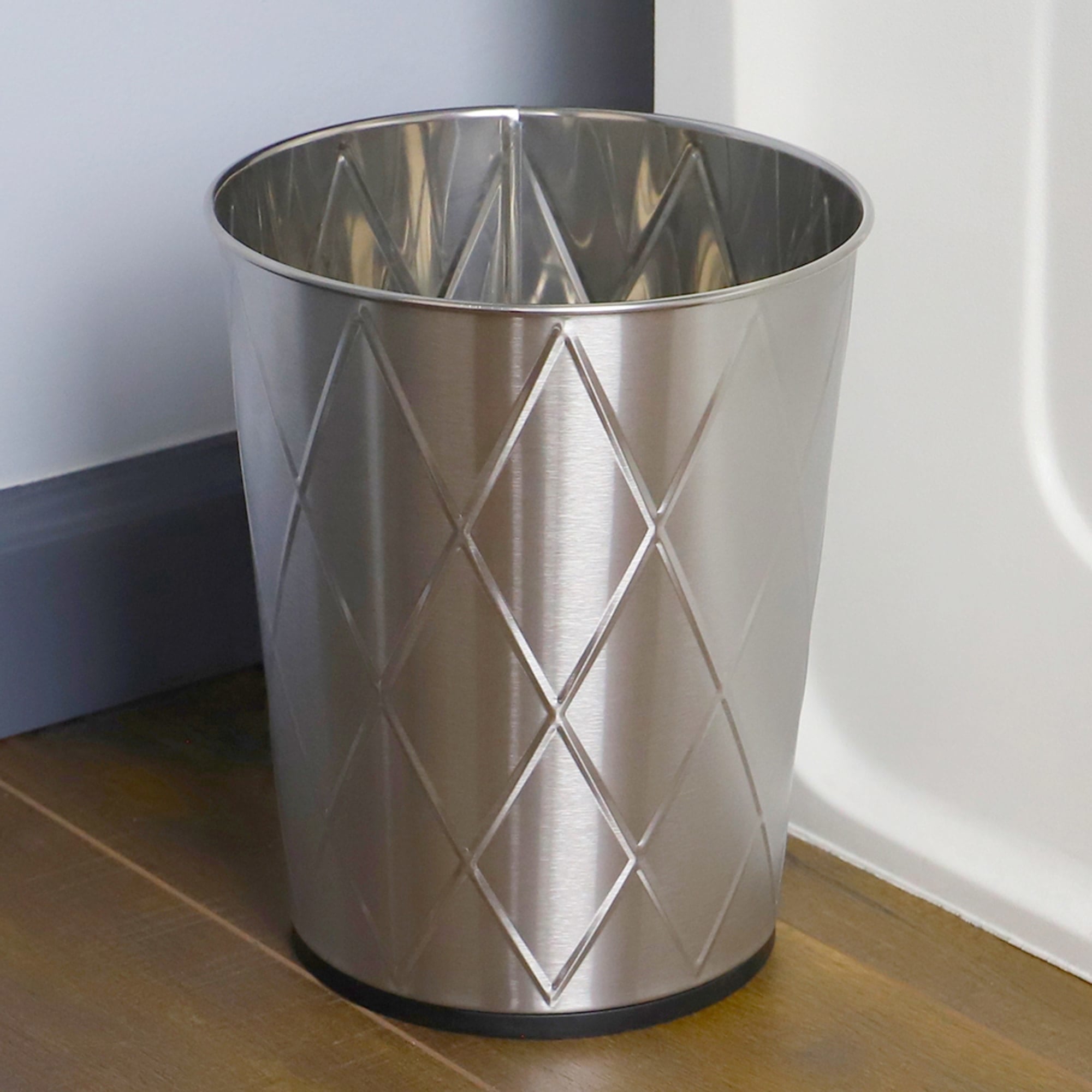 Home Basics Diamond Open Top 8 Lt Stainless Steel Waste Bin, (9.5" x 10.25"), Silver $6.00 EACH, CASE PACK OF 12