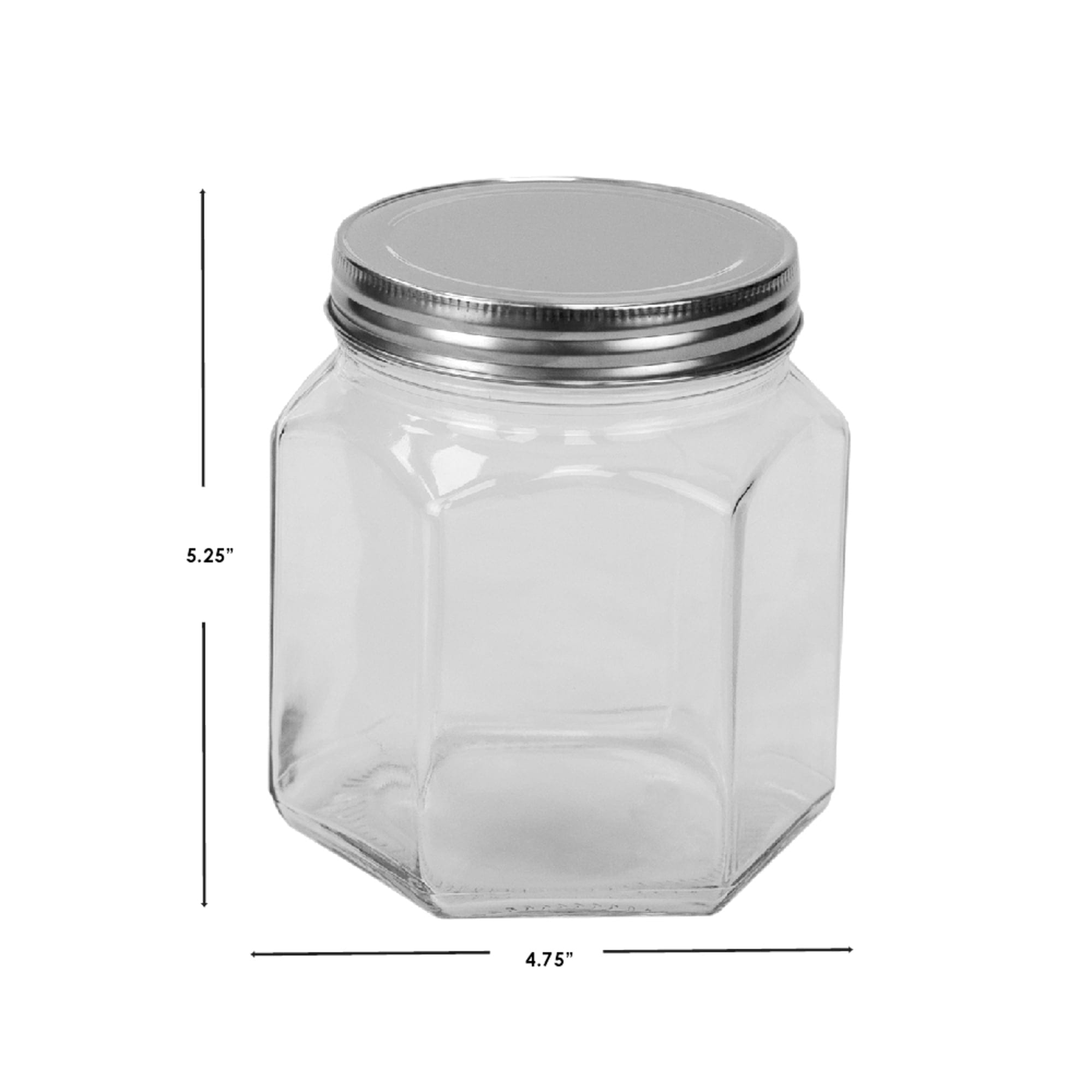 Home Basics  26 oz. Small Hexagon Glass Canister, Clear $2.00 EACH, CASE PACK OF 24