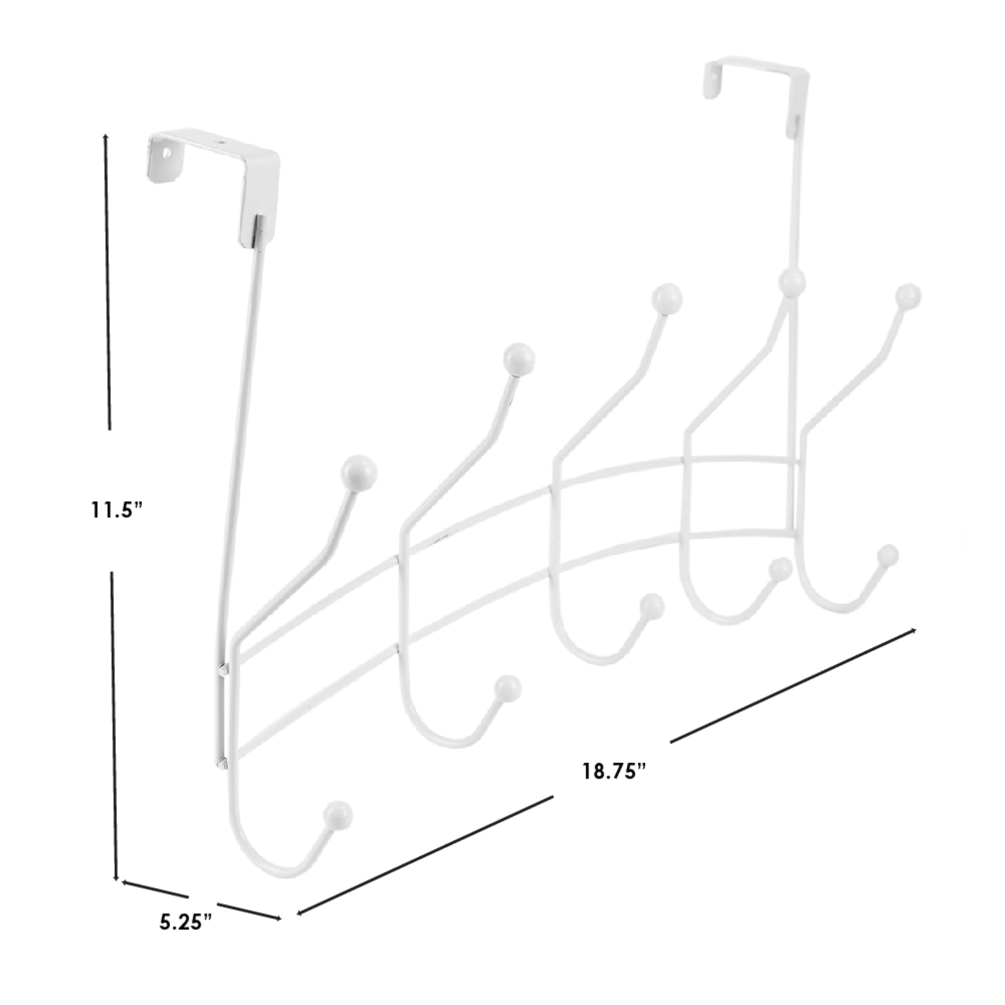 Home Basics Shelby 5 Hook Over the Door Hanging Rack, White $5.00 EACH, CASE PACK OF 12