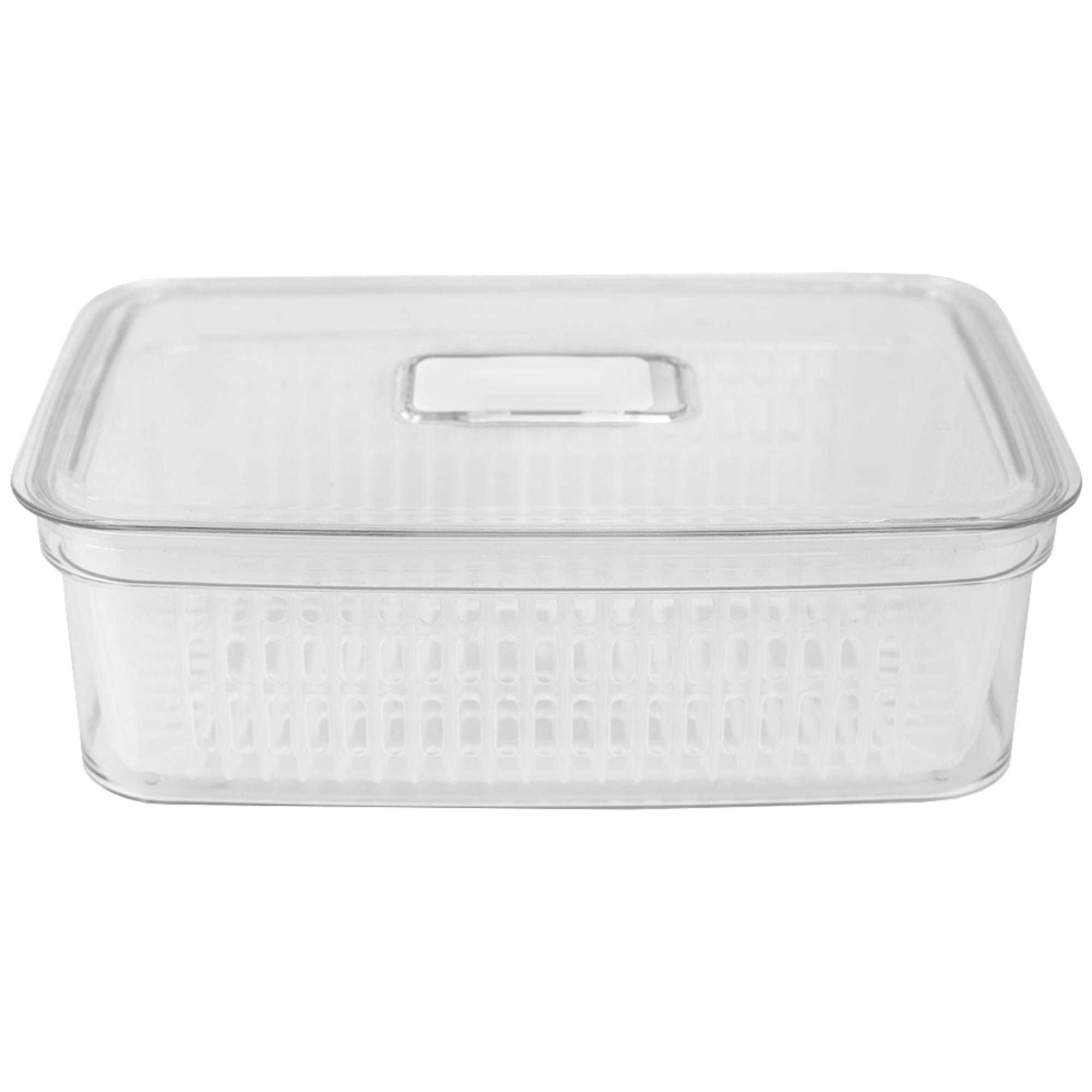 Home Basics Medium Produce Saver with Removable Colander, Clear, KITCHEN  ORGANIZATION