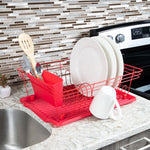 Load image into Gallery viewer, Home Basics 3 Piece Dish Rack, Red $10.00 EACH, CASE PACK OF 6
