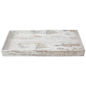 Home Basics Antique Wood Look Farmhouse Rustic Vintage Plastic Nesting Decorative Vanity Tray, White $5.00 EACH, CASE PACK OF 8