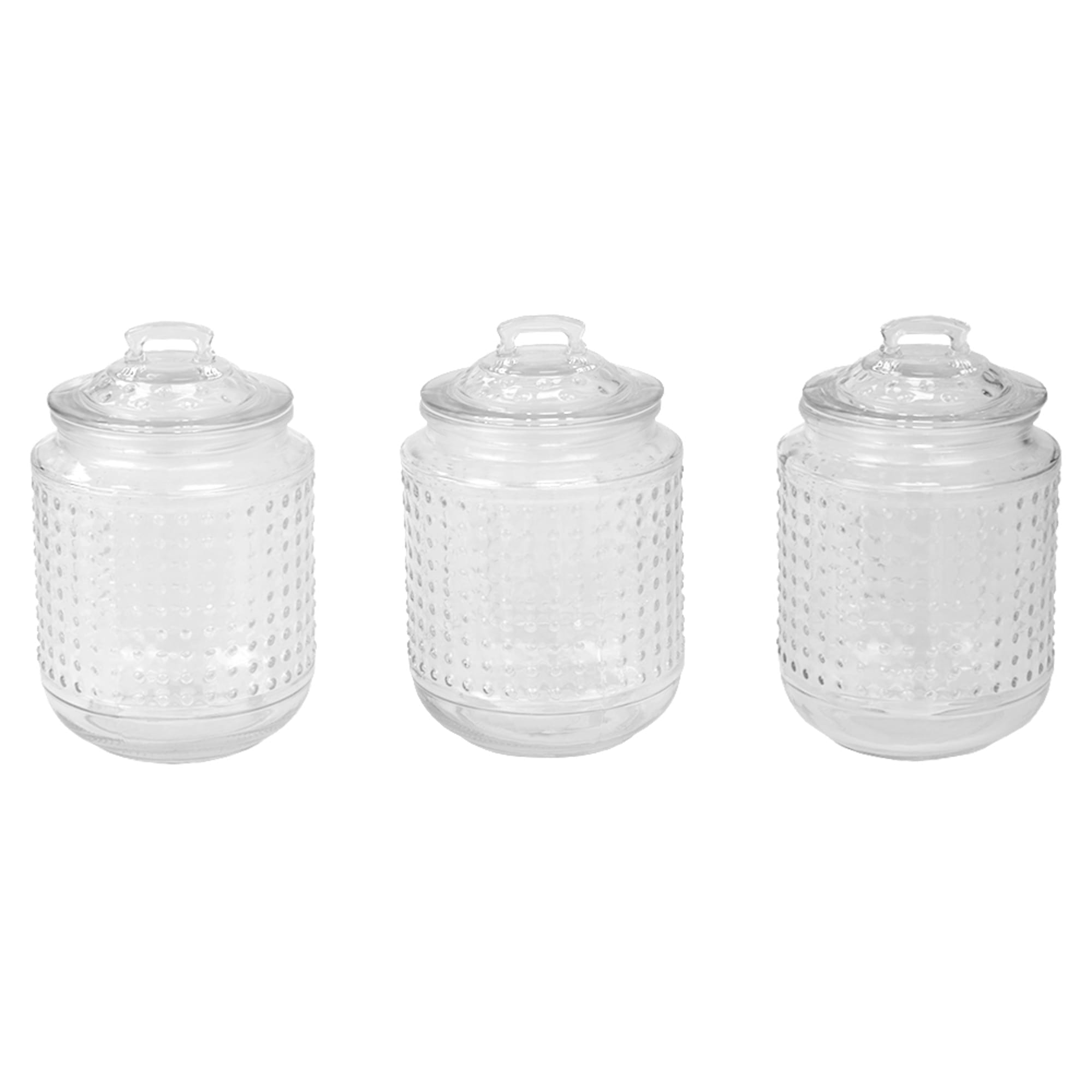 Home Basics Dott 40.5 oz. Glass Canister, (Set of 3), Clear $10.00 EACH, CASE PACK OF 8