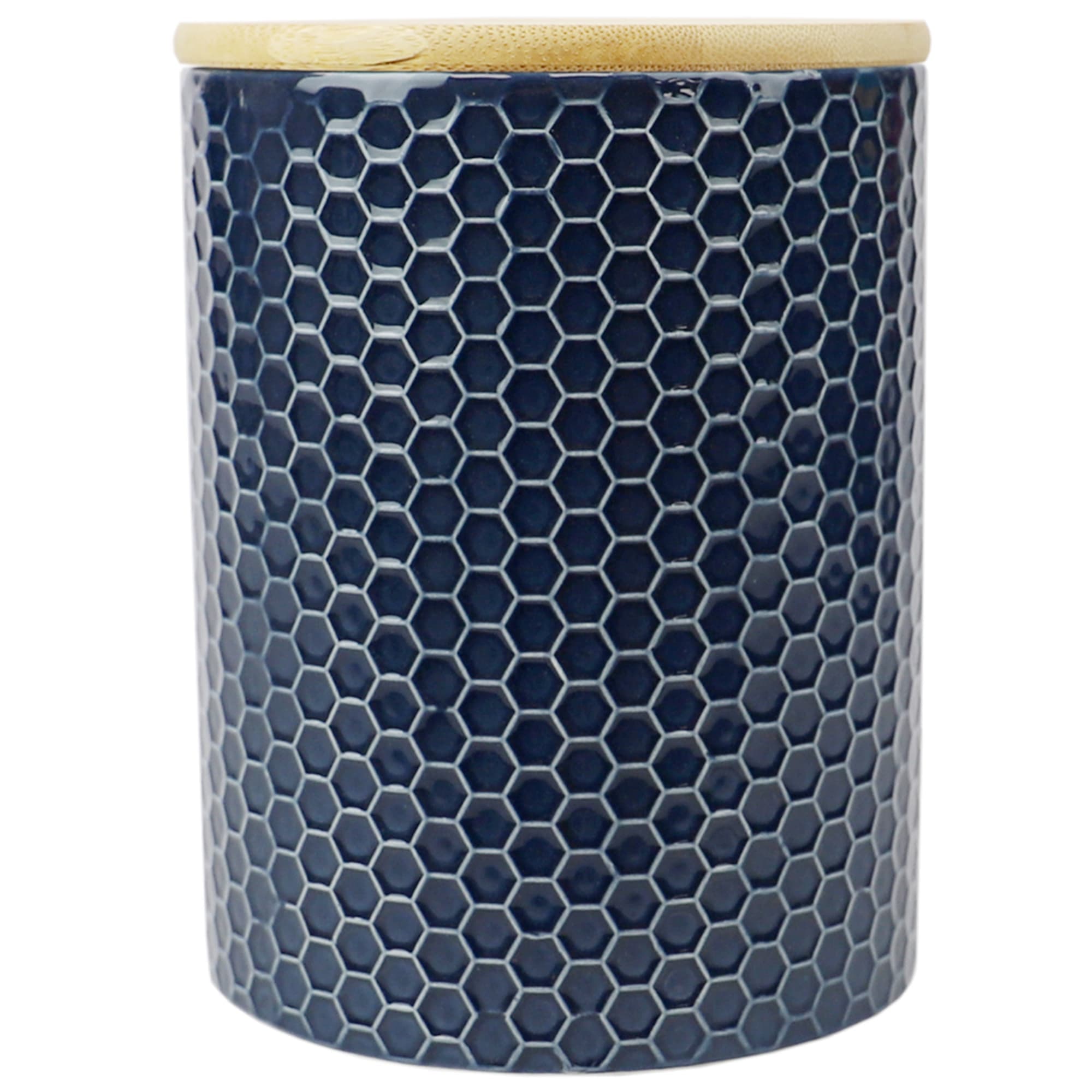 Home Basics Honeycomb Medium Ceramic Canister, Navy $6.00 EACH, CASE PACK OF 12