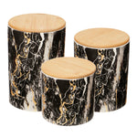 Load image into Gallery viewer, Home Basics Printed Marble 3 Piece Ceramic Canister Set with Bamboo Top, Black $20.00 EACH, CASE PACK OF 3
