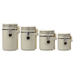 Load image into Gallery viewer, Home Basics 4 Piece Ceramic Canisters with Easy Open Air-Tight Clamp Top Lid and Wooden Spoons, Beige $20.00 EACH, CASE PACK OF 2
