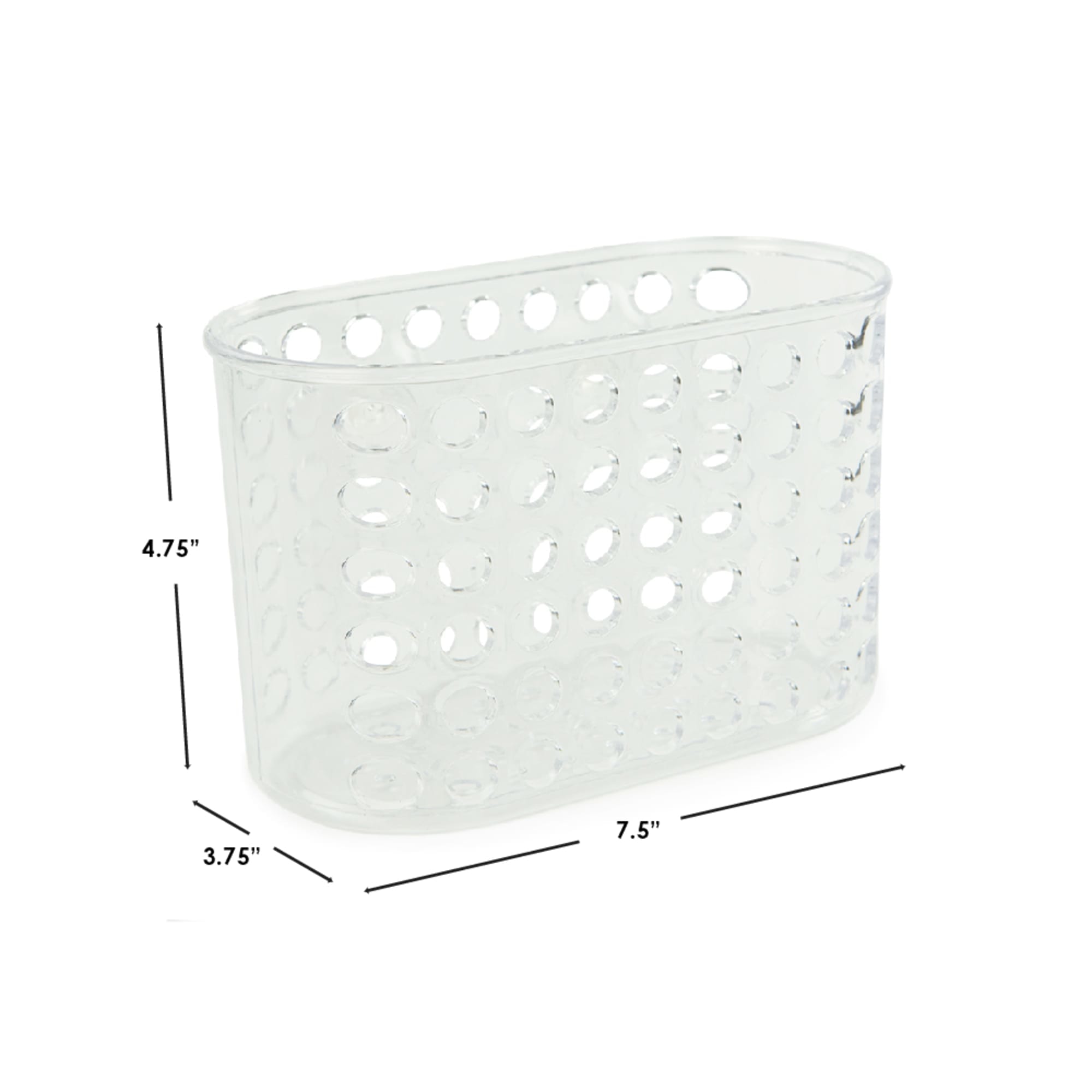 Home Basics Large Plastic Bath Caddy with Suction Cups, Clear