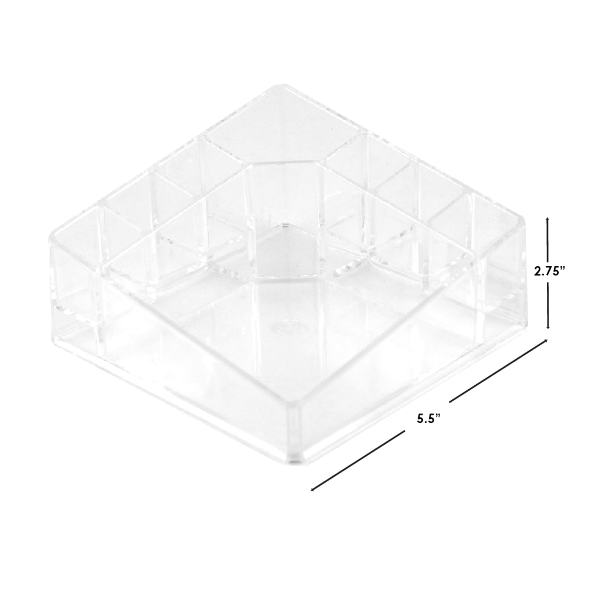 Home Basics Small Square Shatter-Resistant Plastic 8 Compartment Cosmetic Organizer, Clear $3.00 EACH, CASE PACK OF 12