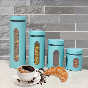 Home Basics 4 Piece Essence Collection Metal Canister Set, Turquoise $12.00 EACH, CASE PACK OF 4