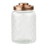 Load image into Gallery viewer, Home Basics Medium 3.4 Lt Textured Glass Jar with Gleaming Air-Tight Copper Top $6.00 EACH, CASE PACK OF 6
