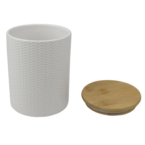 Home Basics Wave Medium Ceramic Canister, White $6.00 EACH, CASE PACK OF 12