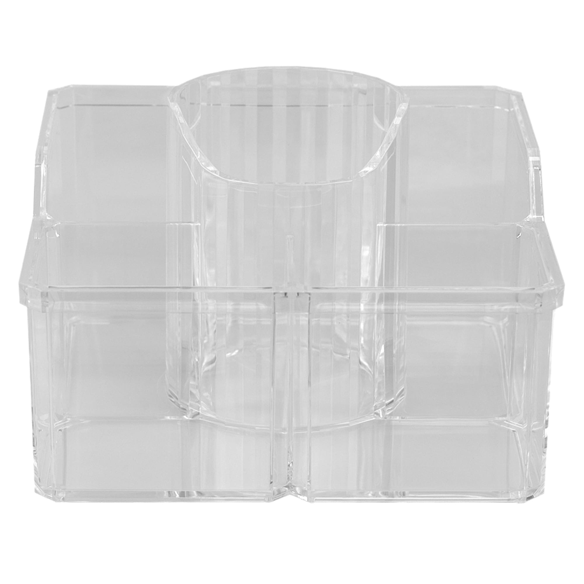 Home Basics 4 Divided Compartment Extra Large Capacity Makeup Cosmetic Holder Storage Organizer, Clear $6.00 EACH, CASE PACK OF 12