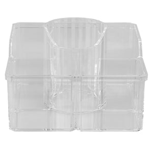 Home Basics 4 Divided Compartment Extra Large Capacity Makeup Cosmetic Holder Storage Organizer, Clear $6.00 EACH, CASE PACK OF 12