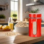 Load image into Gallery viewer, Home Basics 4 Piece Essence Collection Metal Canister Set, Red $12.00 EACH, CASE PACK OF 4
