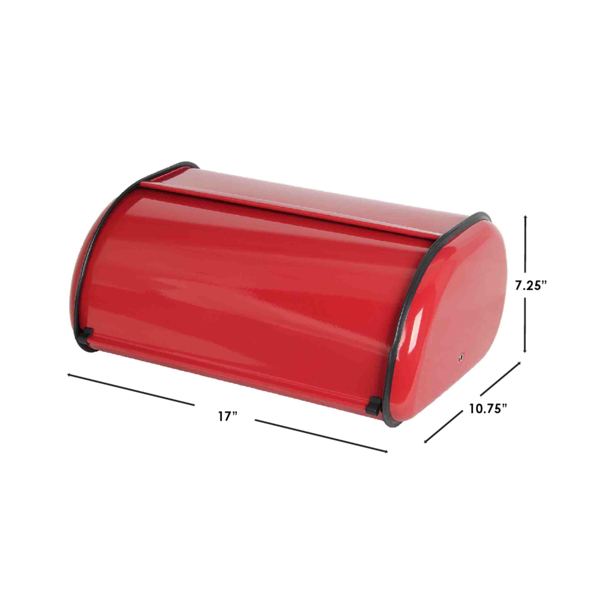 Red Steel Bread Box with Roll Top Lid, Ventilation Moisture Control, Durable Kitchen Storage for Fresh Bread $20.00 EACH, CASE PACK OF 6