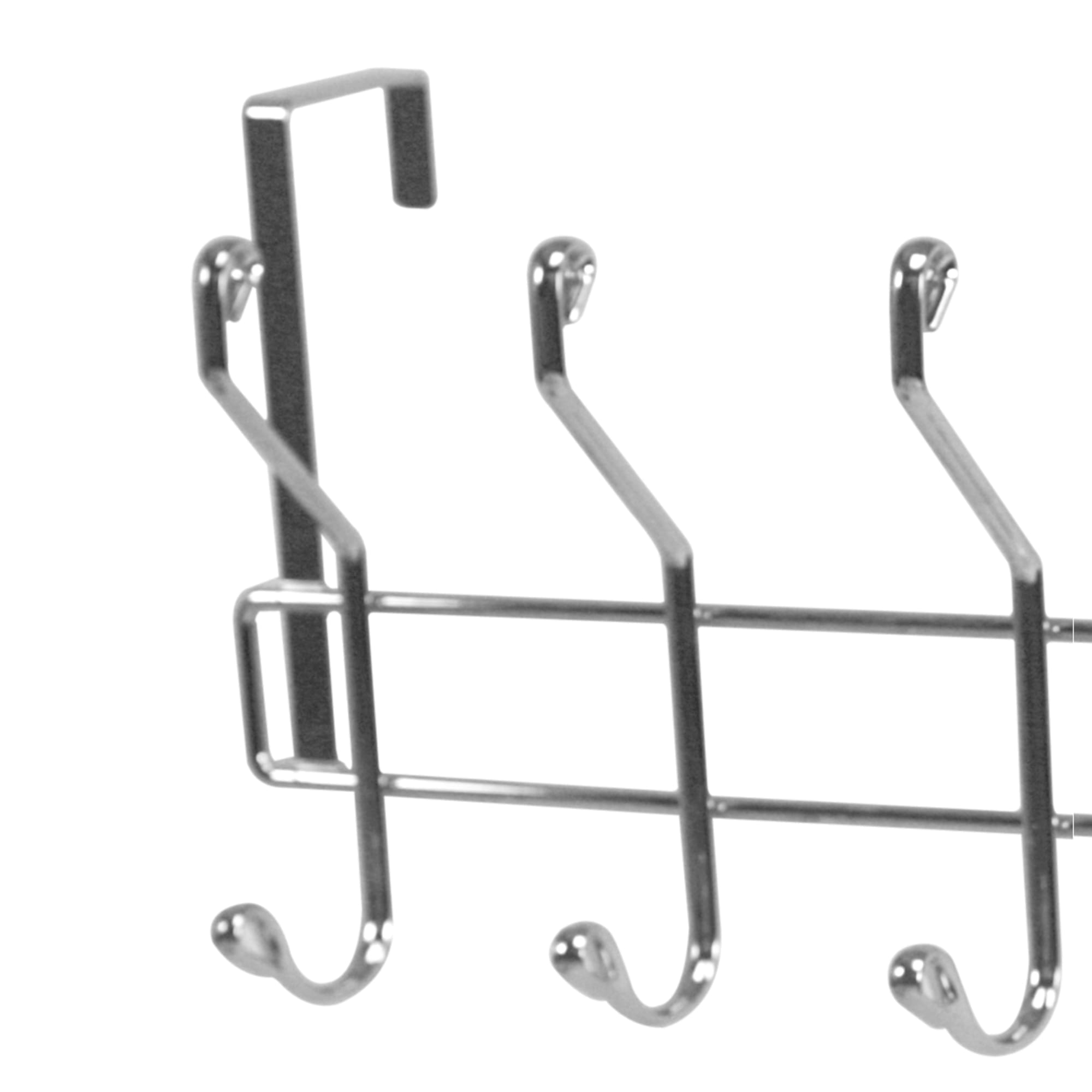 Home Basics Chrome Plated Steel Over the Door 6 Double Hook Hanging Rack, STORAGE ORGANIZATION