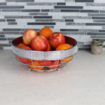 Load image into Gallery viewer, Home Basics Pave Large Capacity Decorative Non-Skid Steel Fruit Bowl, Chrome $7.00 EACH, CASE PACK OF 12
