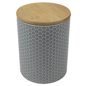 Home Basics Honeycomb Medium Ceramic Canister, Grey $6.00 EACH, CASE PACK OF 12