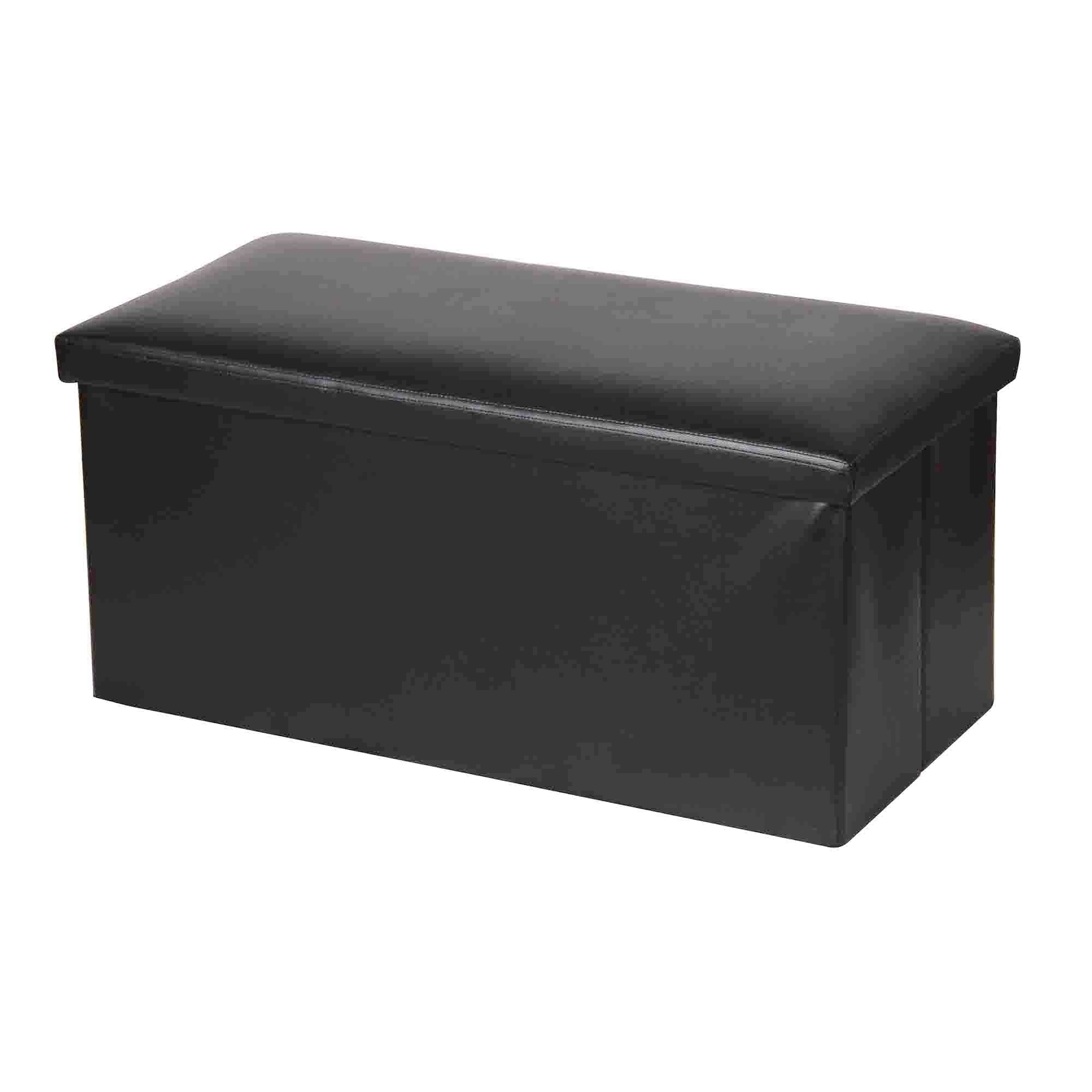 Home Basics Faux Leather Rectangular Storage Ottoman, Black $25.00 EACH, CASE PACK OF 4