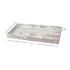 Home Basics Antique Wood Look Farmhouse Rustic Vintage Plastic Nesting Decorative Vanity Tray, White $5.00 EACH, CASE PACK OF 8