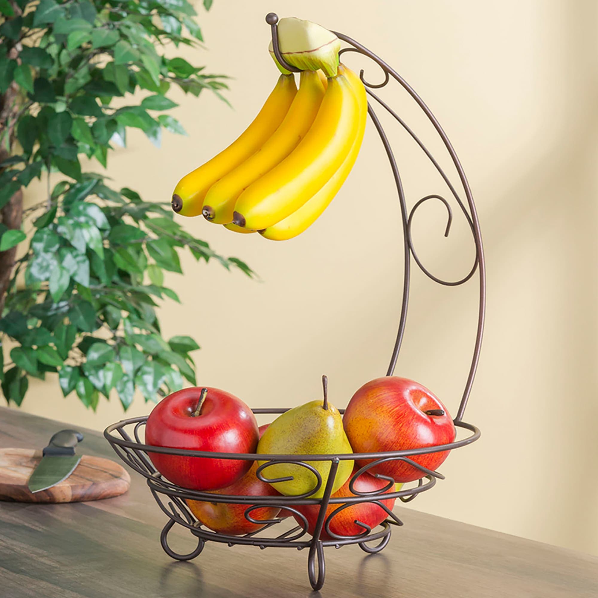 Home Basics Scroll Collection Steel Fruit Basket With Banana Tree, Bronze $10.00 EACH, CASE PACK OF 6