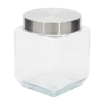 Load image into Gallery viewer, Home Basics 40 oz. Square Glass Canister with Brushed Stainless Steel Screw-on Lid Clear $2.50 EACH, CASE PACK OF 24
