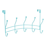 Load image into Gallery viewer, Home Basics Shelby 5 Hook Over the Door Hanging Rack, Turquoise $5.00 EACH, CASE PACK OF 12
