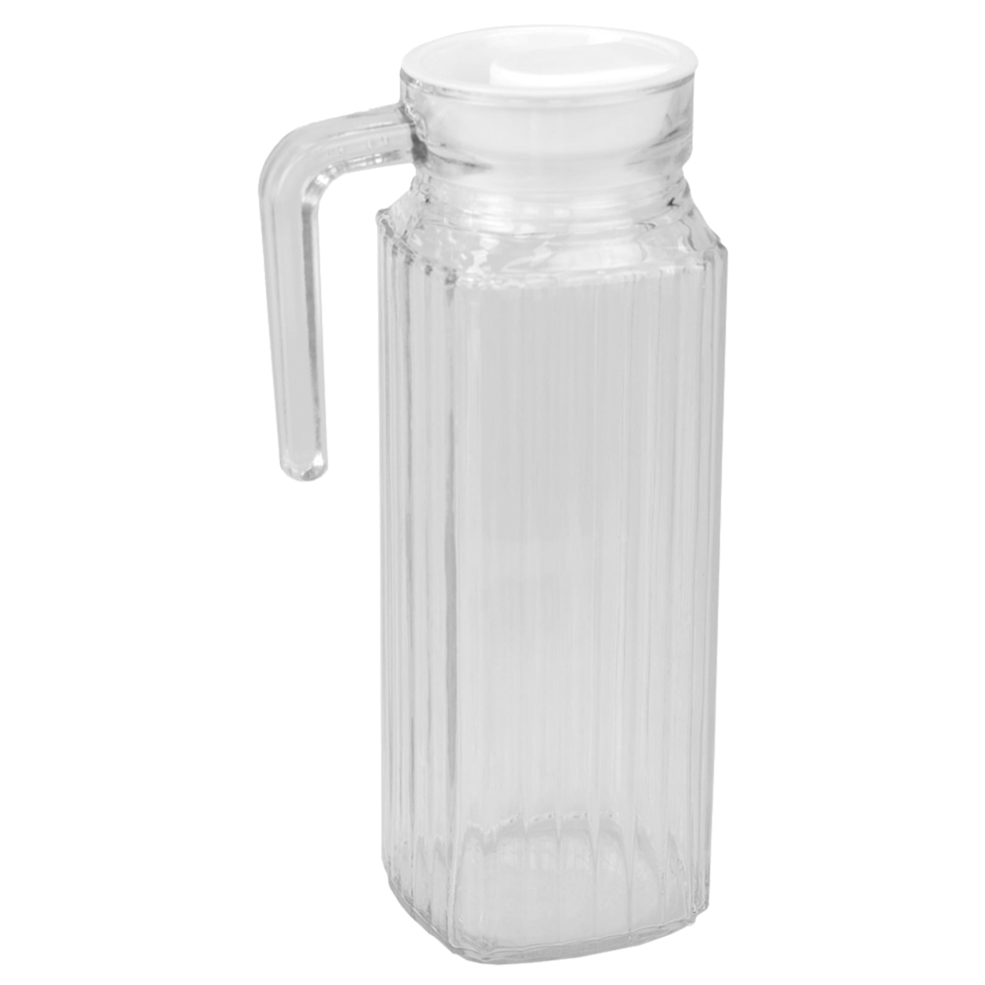 Home Basics Embellished Glass 1 Lt Decorative Beverage Pitcher with No-Mess Pouring Spout and Solid Grip Handle, Clear $4.00 EACH, CASE PACK OF 12