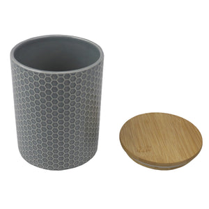 Home Basics Honeycomb Medium Ceramic Canister, Grey $6.00 EACH, CASE PACK OF 12