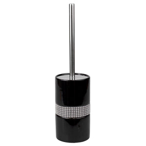 Home Basics  Sequin Accented  Ceramic  Luxury  Hideaway Toilet Brush Holder with Steel Handle, Black $8.00 EACH, CASE PACK OF 6