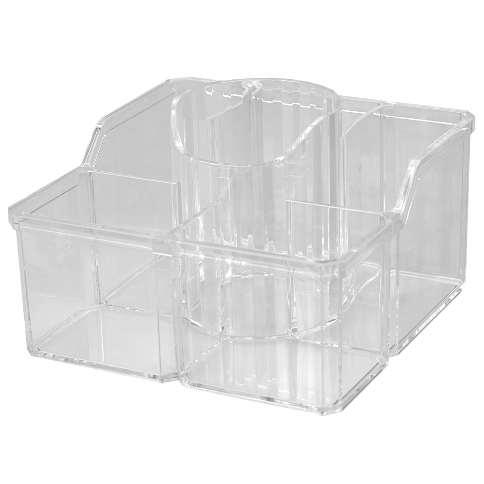 Home Basics 4 Divided Compartment Extra Large Capacity Makeup Cosmetic Holder Storage Organizer, Clear $6.00 EACH, CASE PACK OF 12