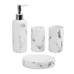 Home Basics Marble Ceramic 4 Piece Bath Accessory Set, White $10.00 EACH, CASE PACK OF 12