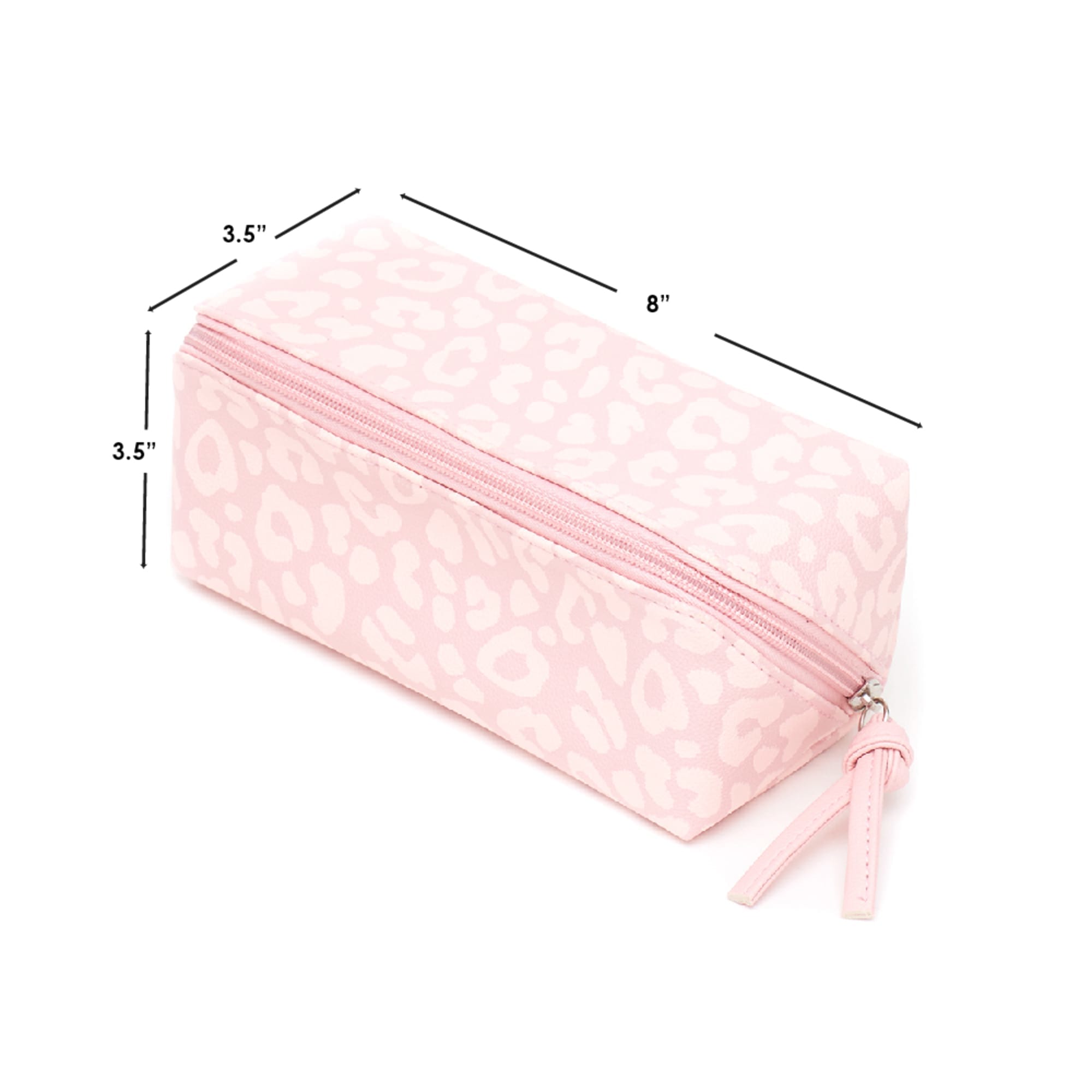 Home Basics Leopard Zippered Cosmetic Accessory Case, Pink $5.00 EACH, CASE PACK OF 12