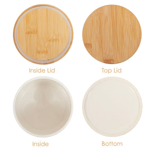 Home Basics 3-Piece Cubix Ceramic Canister Set With Bamboo Lids, Cream - Cream
