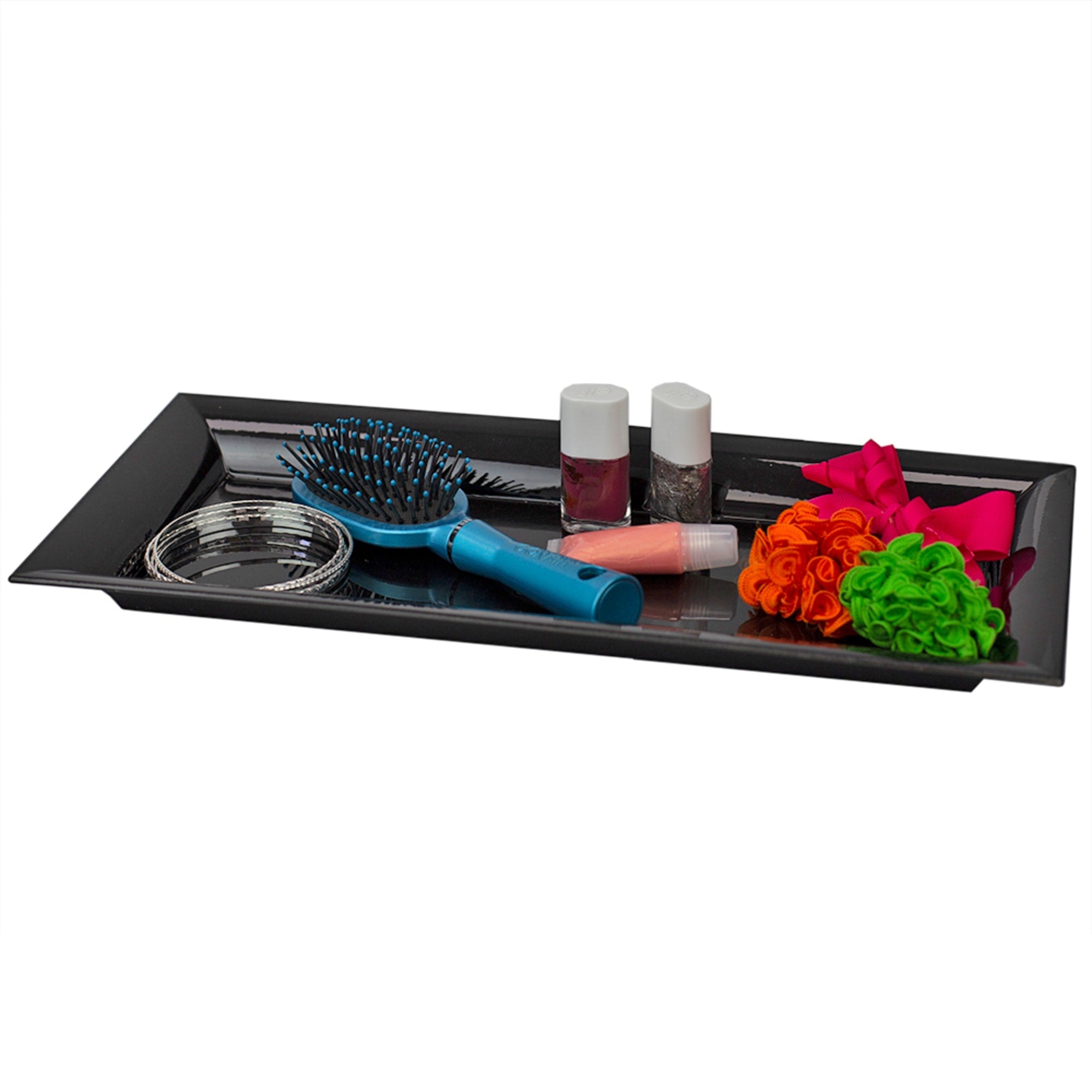 Home Basics Plastic Vanity Tray, Black $4.00 EACH, CASE PACK OF 12