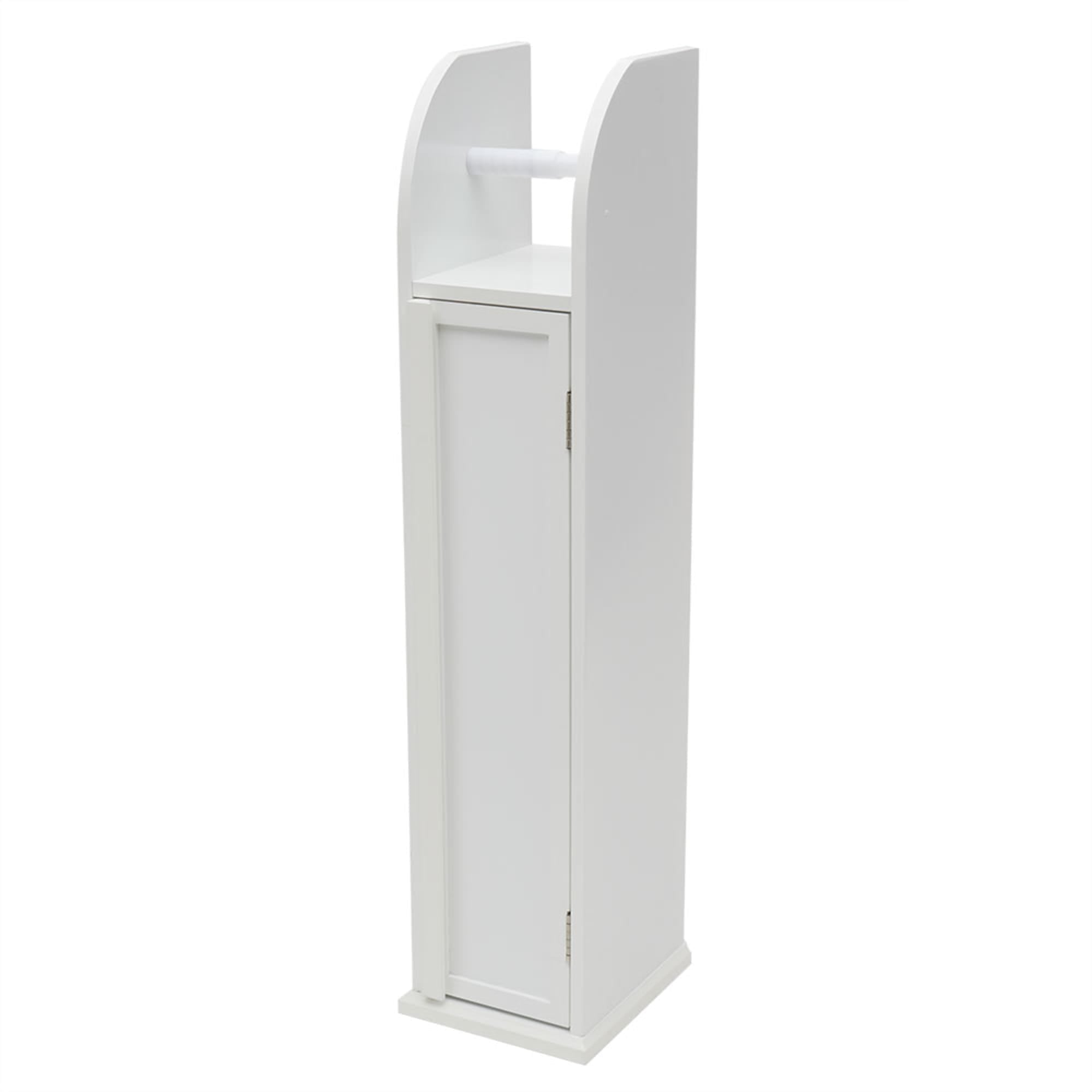 White 2-Tier Cabinet With Toilet Paper Holder
