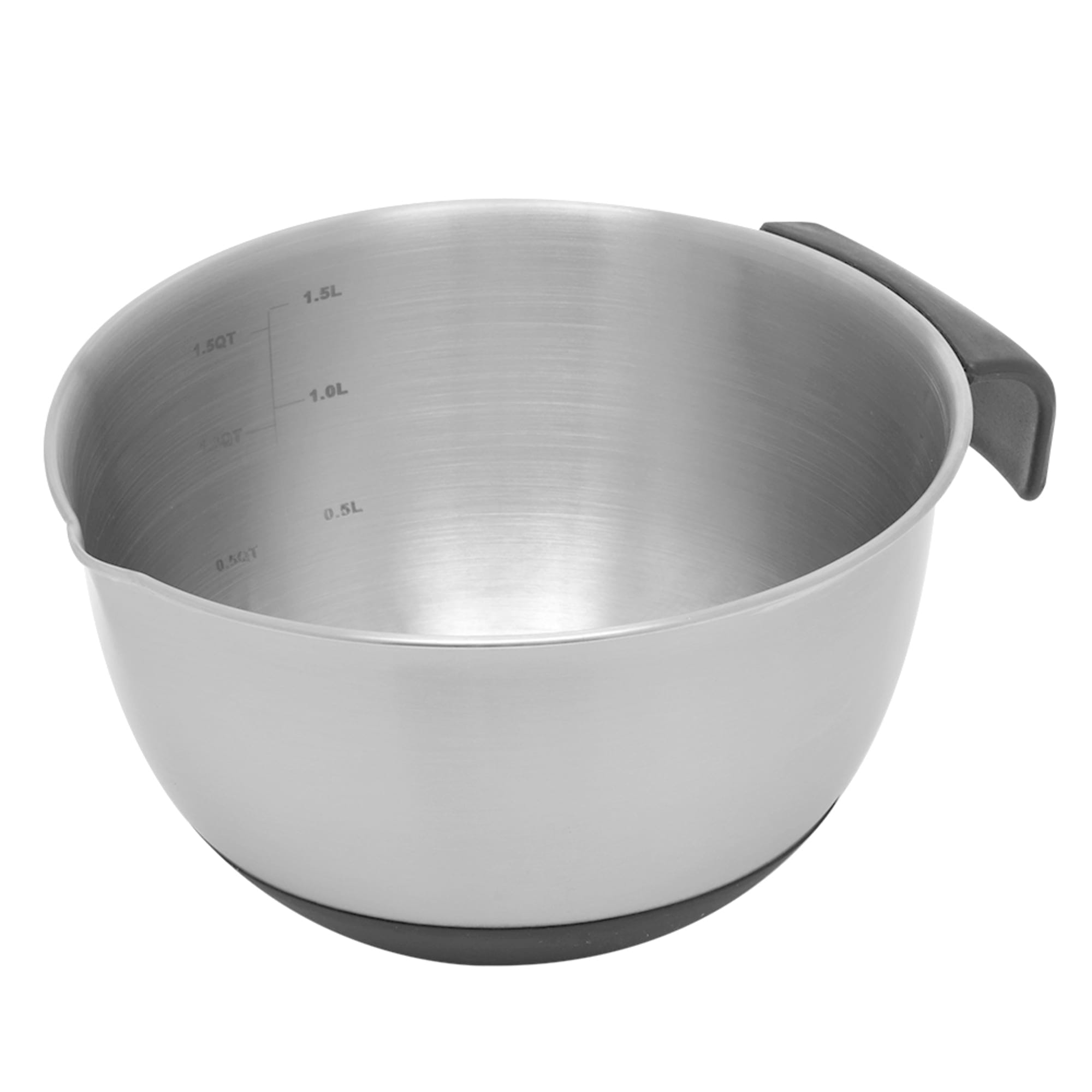 Home Basics 1.5 Qt. Stainless Steel Mixing Bowl with Measurements, Non-Skid Bottom, Handle and Pour Spout $4.00 EACH, CASE PACK OF 12