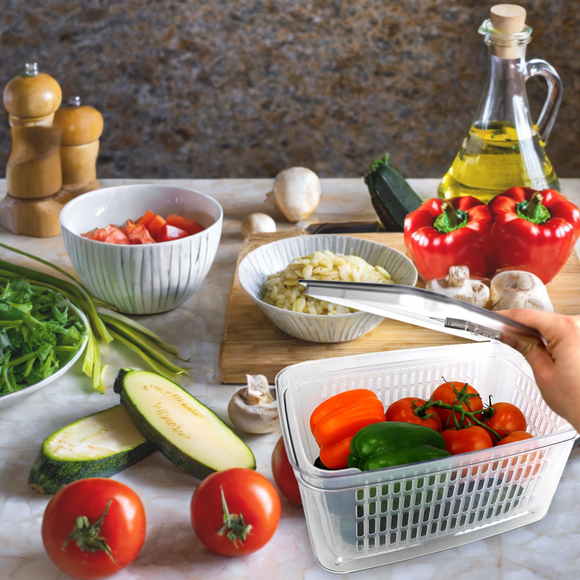 Home Basics Large Produce Saver with Removable Colander, Clear $8.00 EACH, CASE PACK OF 6