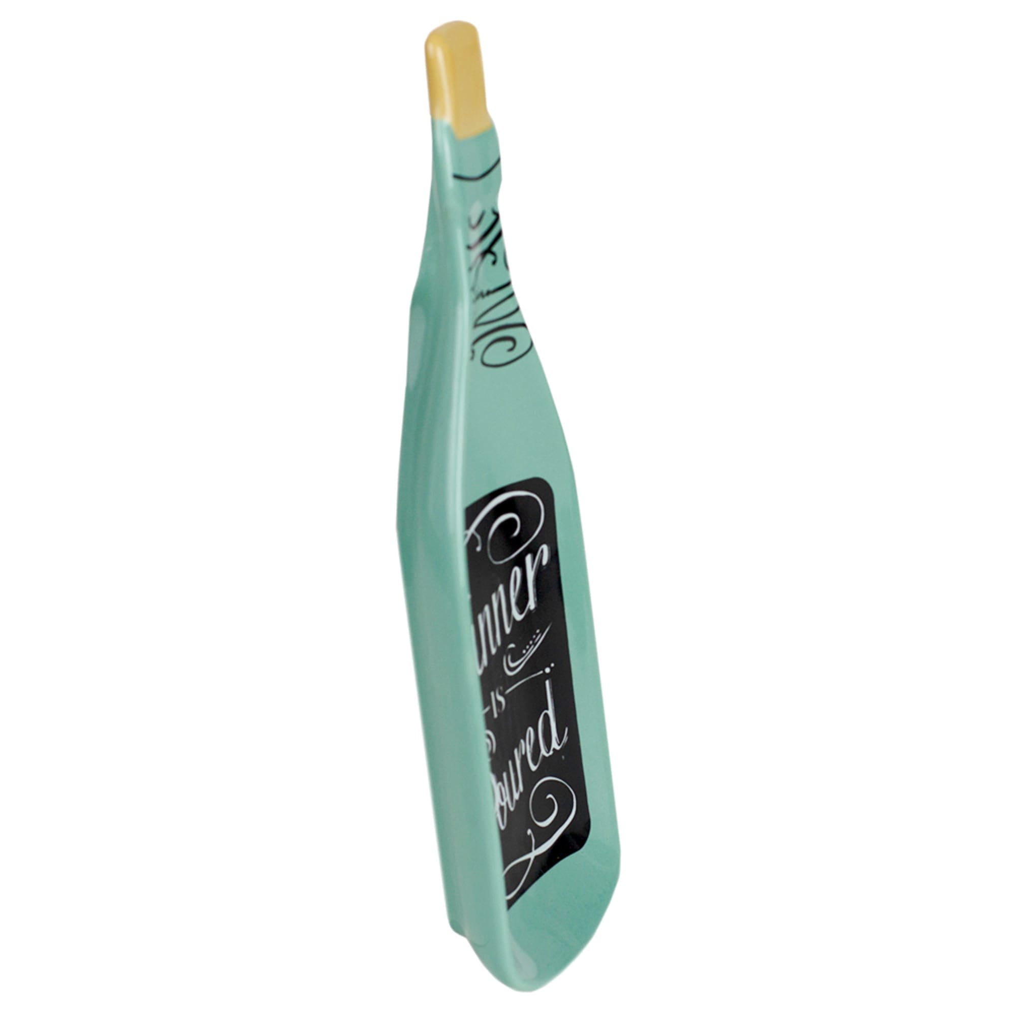 Home Basics Dinner is Poured Wine Shape Ceramic Spoon Rest, Teal $4.00 EACH, CASE PACK OF 24