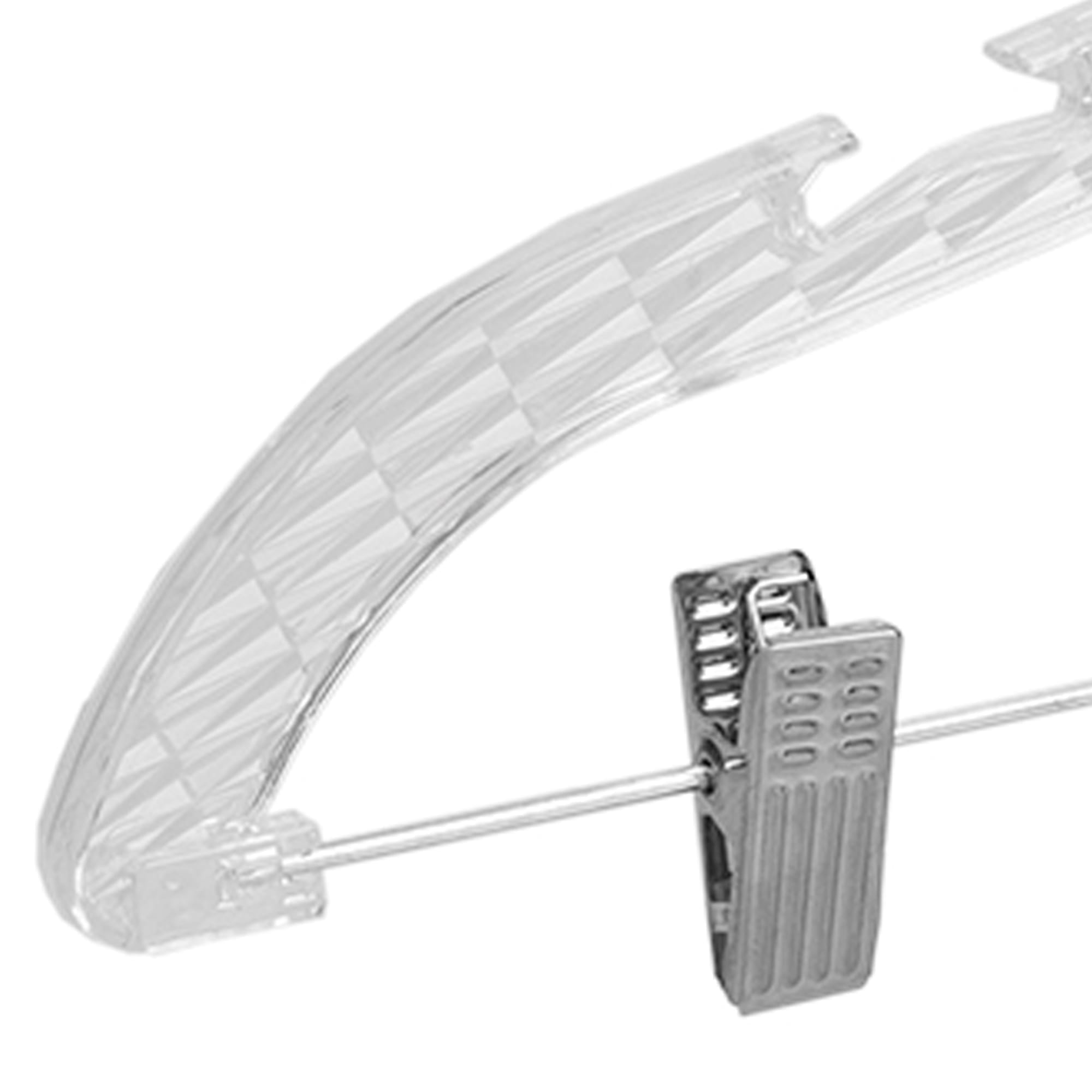 Home Basics Graceful Curve Crystal Plastic Hanger with Metal Pants Clip, (Pack of 3), Clear $3.00 EACH, CASE PACK OF 24