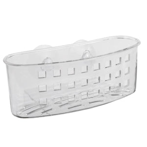 Home Basics Wide Plastic Bath Caddy with Suction Cups, Clear, SHOWER