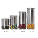 Load image into Gallery viewer, Home Basics Essence Collection 4 Piece Stainless Steel Canister Set $12.00 EACH, CASE PACK OF 4
