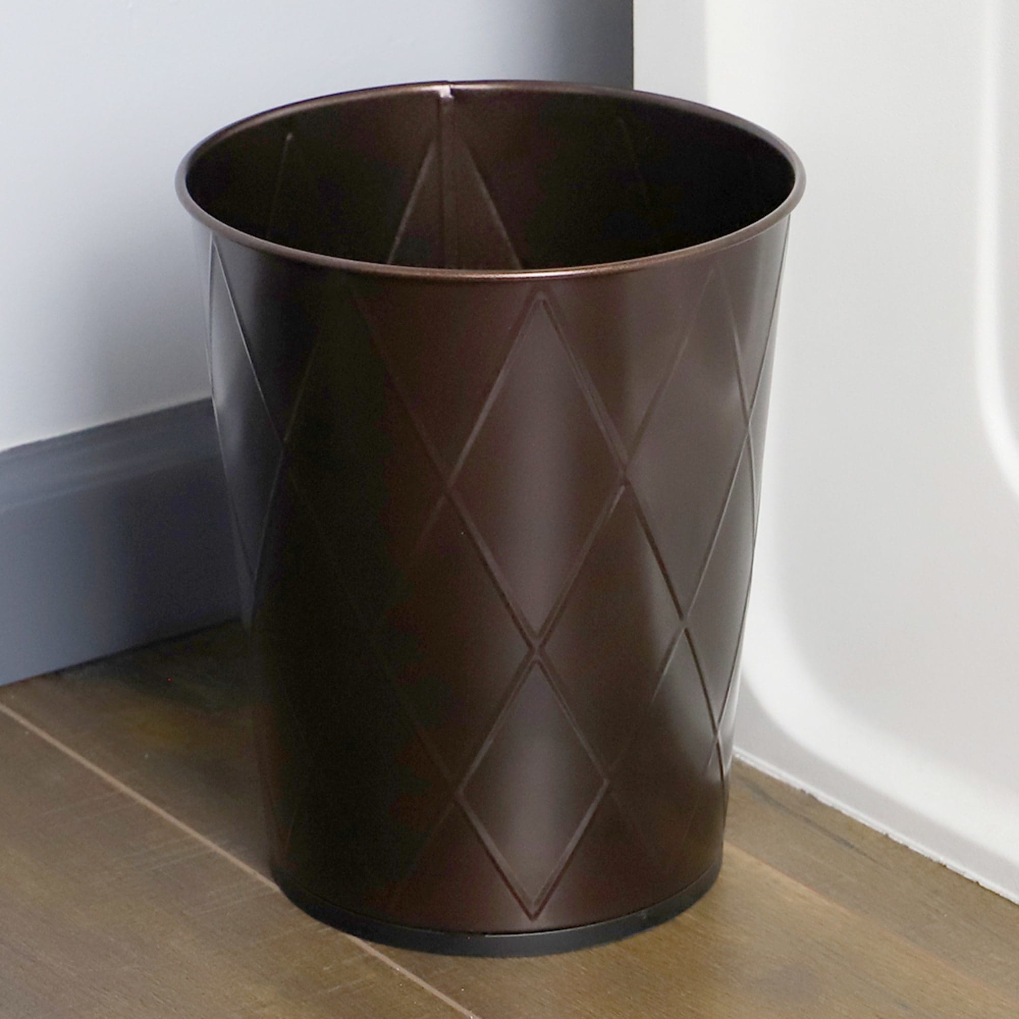 Home Basics Diamond Open Top 8 Lt Waste Bin, (9.5" x 10.25"), Bronze $6.00 EACH, CASE PACK OF 12