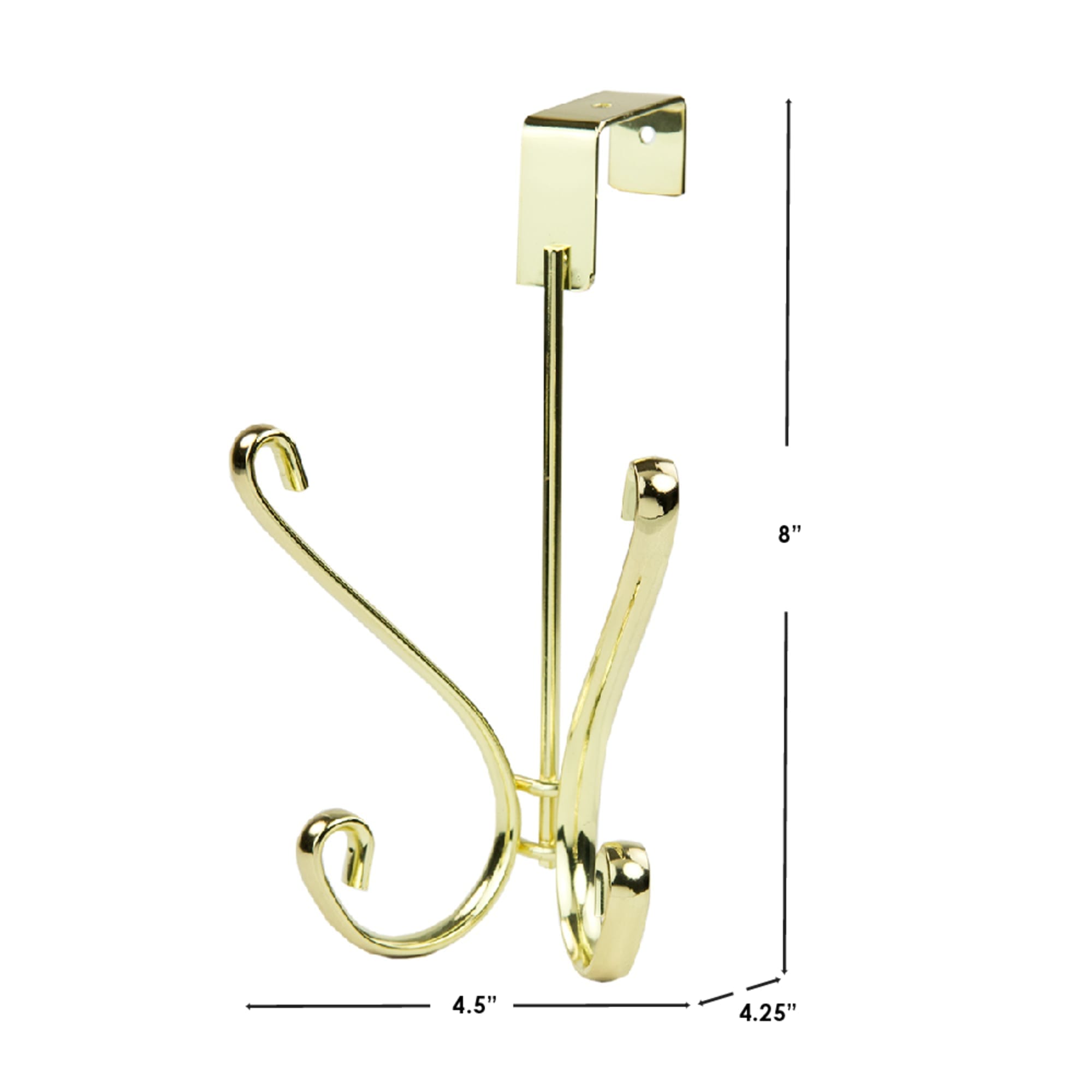Home Basics Over the Door Double Hook, Gold $3.00 EACH, CASE PACK OF 12